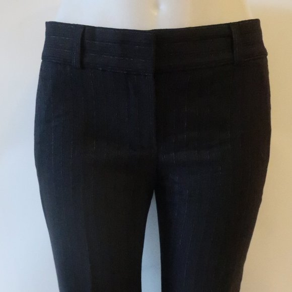 WOMENS THEORY CHARCOAL BLACK PINSTRIPE FLAT FRONT WOOL BLEND PANTS 2 * COLOR: CH - Picture 4 of 9